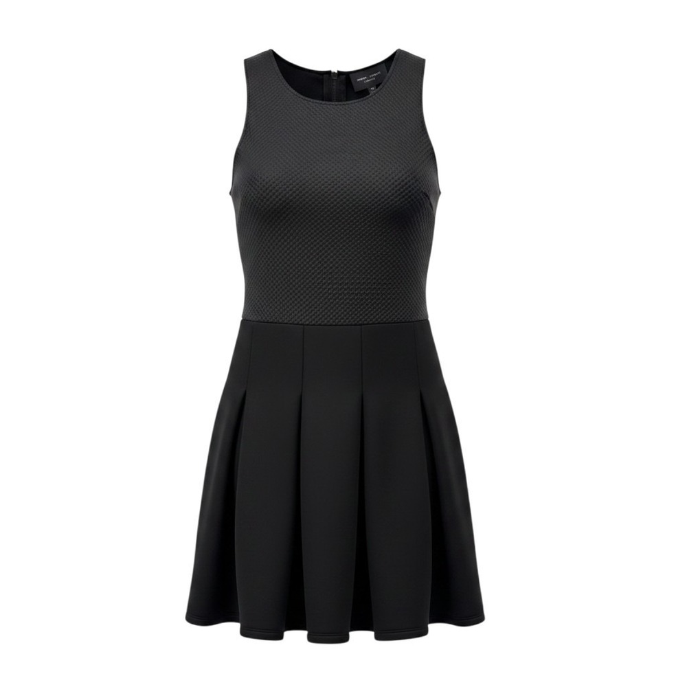 Romeo + Juliet Couture Skater Dress Pleated Mixed Media Black Dark Academia EUC